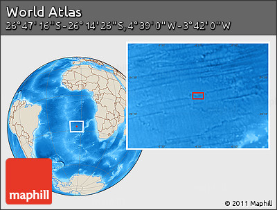 Shaded Relief Location Map of the Area around 26° 30' 51" S, 4° 10' 30" W