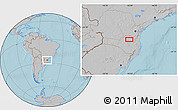 Gray Location Map of the area around 26° 30' 51" S, 50° 4' 30" W, hill shading