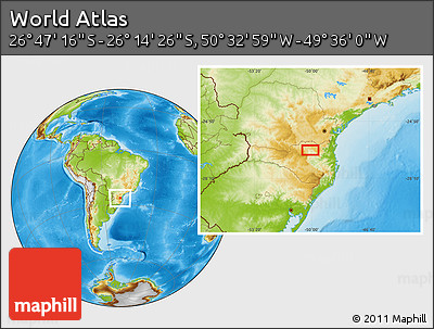 Physical Location Map of the Area around 26° 30' 51" S, 50° 4' 30" W