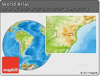 Physical Location Map of the Area around 26° 30' 51" S, 50° 4' 30" W
