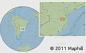 Savanna Style Location Map of the area around 26° 30' 51" S, 50° 4' 30" W, hill shading