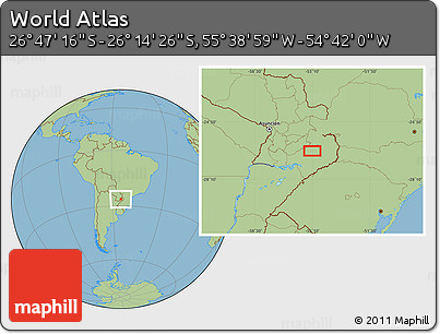 Savanna Style Location Map of the Area around 26° 30' 51" S, 55° 10' 29" W