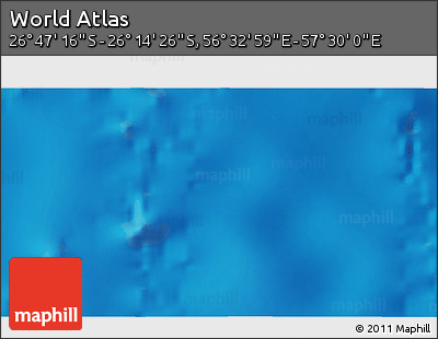 Physical 3D Map of the Area around 26° 30' 51" S, 57° 1' 29" E