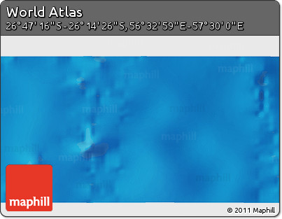 Physical 3D Map of the Area around 26° 30' 51" S, 57° 1' 29" E