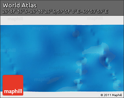 Physical 3D Map of the Area around 26° 30' 51" S, 60° 25' 29" E