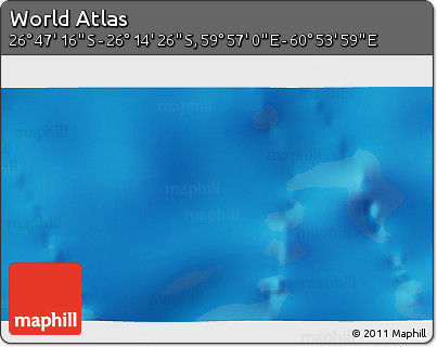 Physical 3D Map of the Area around 26° 30' 51" S, 60° 25' 29" E