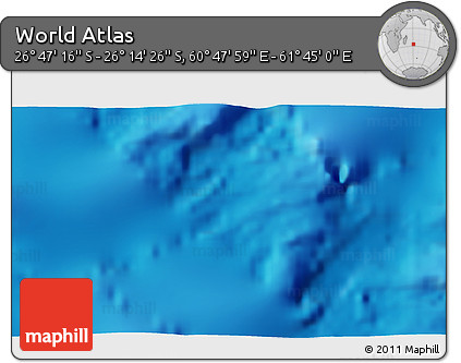Physical 3D Map of the Area around 26° 30' 51" S, 61° 16' 29" E