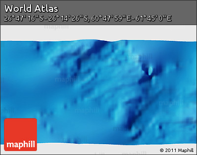 Physical 3D Map of the Area around 26° 30' 51" S, 61° 16' 29" E