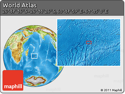 Physical Location Map of the Area around 26° 30' 51" S, 61° 16' 29" E