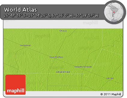 Physical 3D Map of the Area around 26° 30' 51" S, 61° 7' 30" W