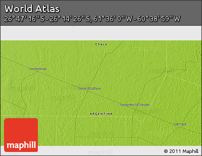 Physical 3D Map of the Area around 26° 30' 51" S, 61° 7' 30" W