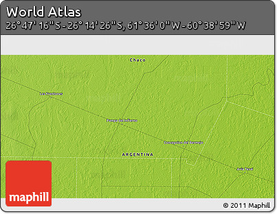 Physical 3D Map of the Area around 26° 30' 51" S, 61° 7' 30" W