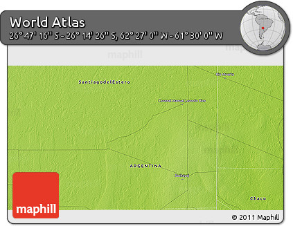 Physical 3D Map of the Area around 26° 30' 51" S, 61° 58' 30" W