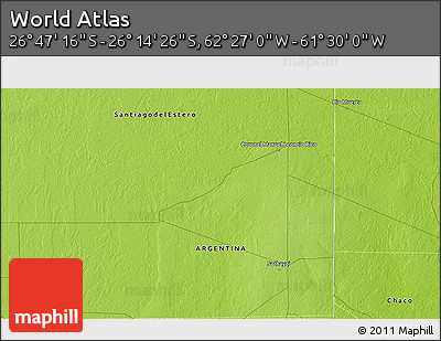 Physical 3D Map of the Area around 26° 30' 51" S, 61° 58' 30" W