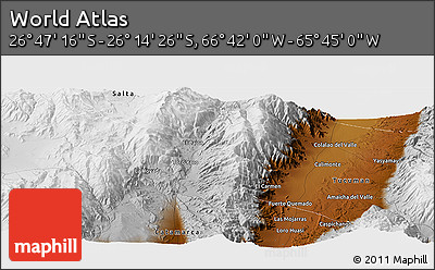 Physical Panoramic Map of the Area around 26° 30' 51" S, 66° 13' 29" W