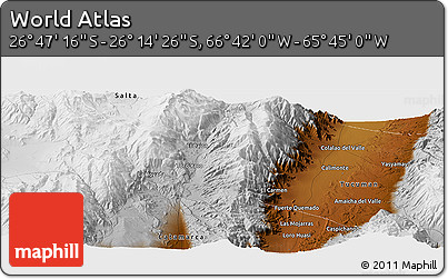 Physical Panoramic Map of the Area around 26° 30' 51" S, 66° 13' 29" W