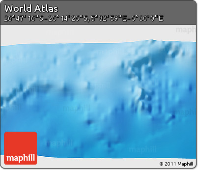 Physical 3D Map of the Area around 26° 30' 51" S, 6° 1' 30" E