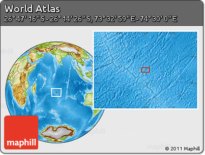 Physical Location Map of the Area around 26° 30' 51" S, 74° 1' 30" E