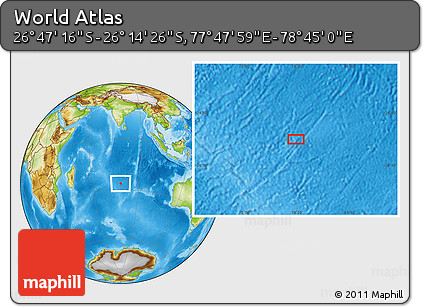 Physical Location Map of the Area around 26° 30' 51" S, 78° 16' 30" E