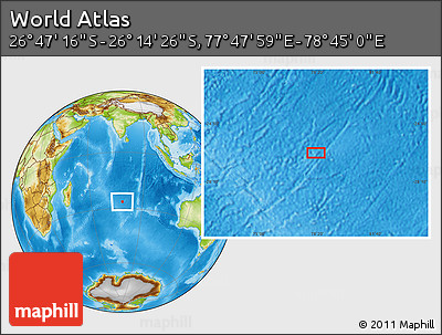 Physical Location Map of the Area around 26° 30' 51" S, 78° 16' 30" E