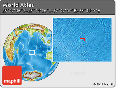 Physical Location Map of the Area around 26° 30' 51" S, 78° 16' 30" E