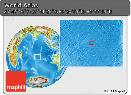 Physical Location Map of the Area around 26° 30' 51" S, 80° 49' 29" E