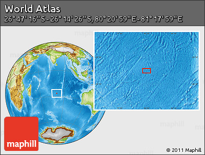Physical Location Map of the Area around 26° 30' 51" S, 80° 49' 29" E