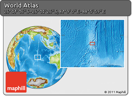 Physical Location Map of the Area around 26° 30' 51" S, 87° 37' 30" E