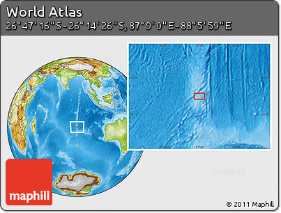 Physical Location Map of the Area around 26° 30' 51" S, 87° 37' 30" E