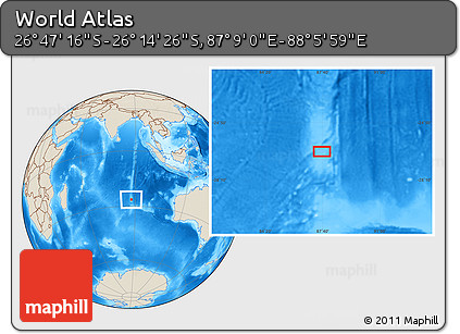 Shaded Relief Location Map of the Area around 26° 30' 51" S, 87° 37' 30" E