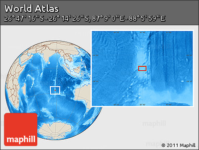 Shaded Relief Location Map of the Area around 26° 30' 51" S, 87° 37' 30" E