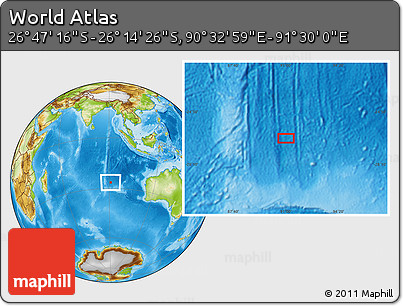 Physical Location Map of the Area around 26° 30' 51" S, 91° 1' 30" E