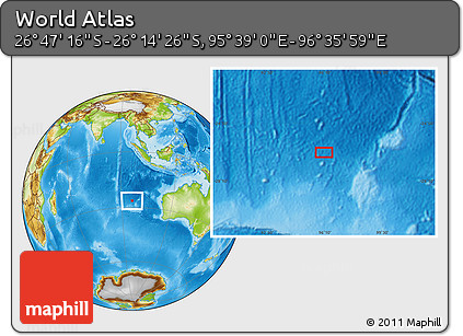 Physical Location Map of the Area around 26° 30' 51" S, 96° 7' 30" E