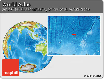 Physical Location Map of the Area around 26° 30' 51" S, 96° 7' 30" E