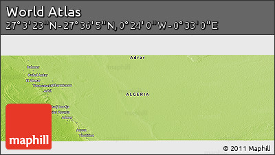 Physical Panoramic Map of the Area around 27° 19' 44" N, 0° 4' 30" E