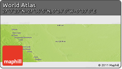 Physical Panoramic Map of the Area around 27° 19' 44" N, 0° 4' 30" E