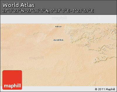 Satellite 3D Map of the Area around 27° 19' 44" N, 0° 55' 29" E
