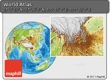 Physical Location Map of the Area around 27° 19' 44" N, 101° 13' 29" E