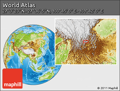 Physical Location Map of the Area around 27° 19' 44" N, 101° 13' 29" E