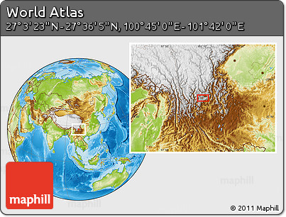 Physical Location Map of the Area around 27° 19' 44" N, 101° 13' 29" E
