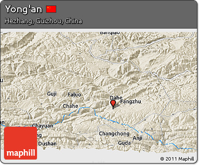 Shaded Relief Panoramic Map of Yong'an