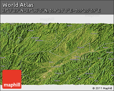 Satellite 3D Map of the Area around 27° 19' 44" N, 108° 52' 30" E