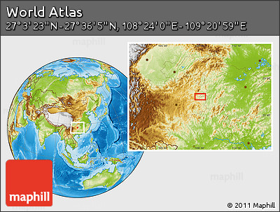 Physical Location Map of the Area around 27° 19' 44" N, 108° 52' 30" E