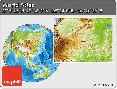 Physical Location Map of the Area around 27° 19' 44" N, 108° 52' 30" E