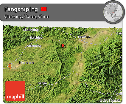 Satellite 3D Map of Fangshiping