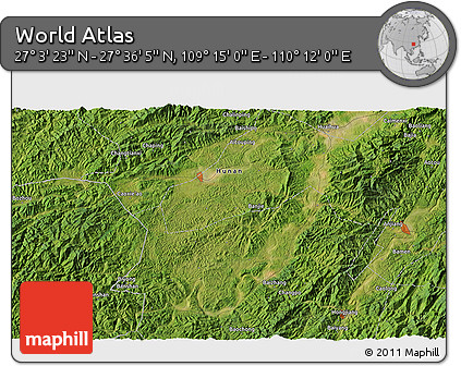 Satellite 3D Map of the Area around 27° 19' 44" N, 109° 43' 29" E