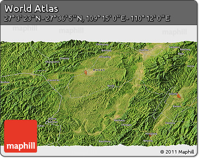 Satellite 3D Map of the Area around 27° 19' 44" N, 109° 43' 29" E