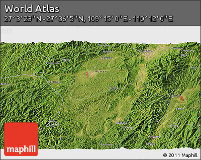 Satellite 3D Map of the Area around 27° 19' 44" N, 109° 43' 29" E