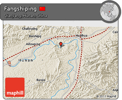 Shaded Relief 3D Map of Fangshiping