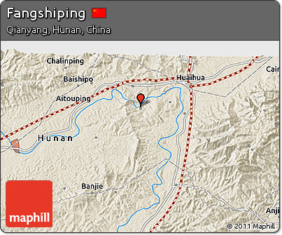 Shaded Relief 3D Map of Fangshiping